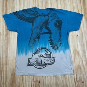 Jurassic World Tie Dye T Shirt Mens Size L Tyrannosaurus Rex Blue Short Sleeve